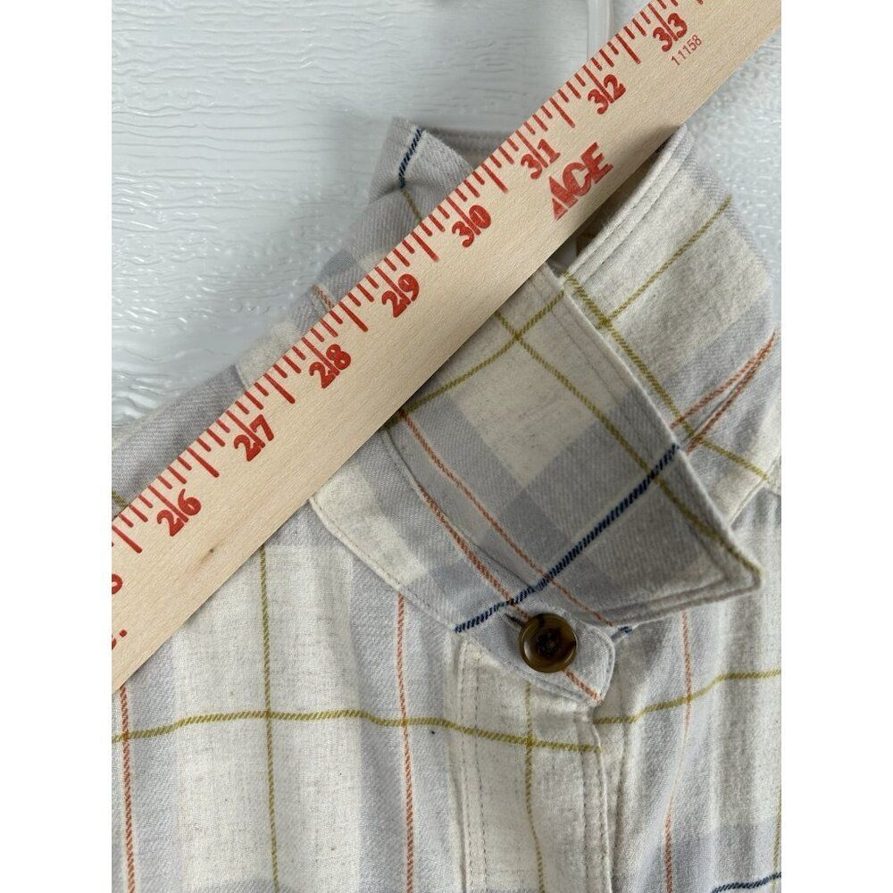 Everlane Shirt Womens 00 Button Up Cotton Yellow Beige Gray Plaid flannel - Picture 12 of 16